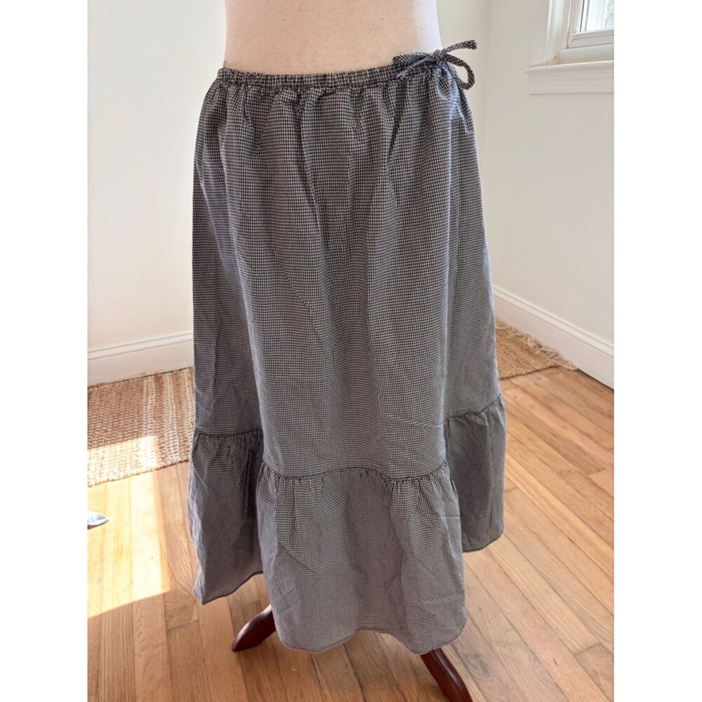Vintage Black and White Gingham Cotton Skirt 14 Cottagecore Neutral Capsule